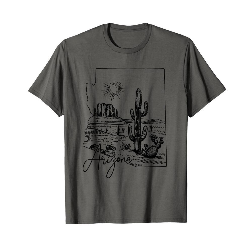 Arizona State Pride Cactus  Map T-Shirt
